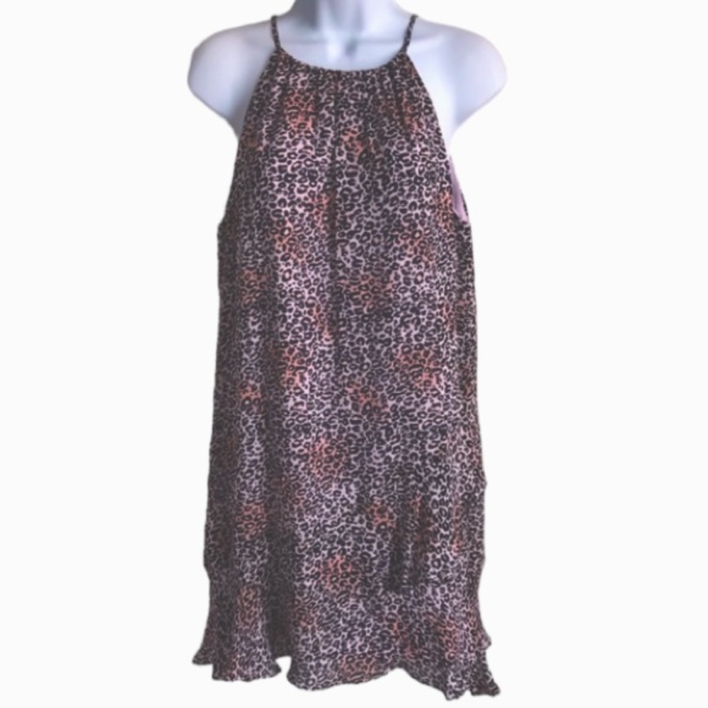 Alice & Trixie 100% Silk Women’s S halter animal print tunic shift dress in EUC